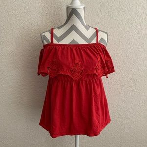 🌺3 for $12 Torrid Off The Shoulder Red Ruffle Top